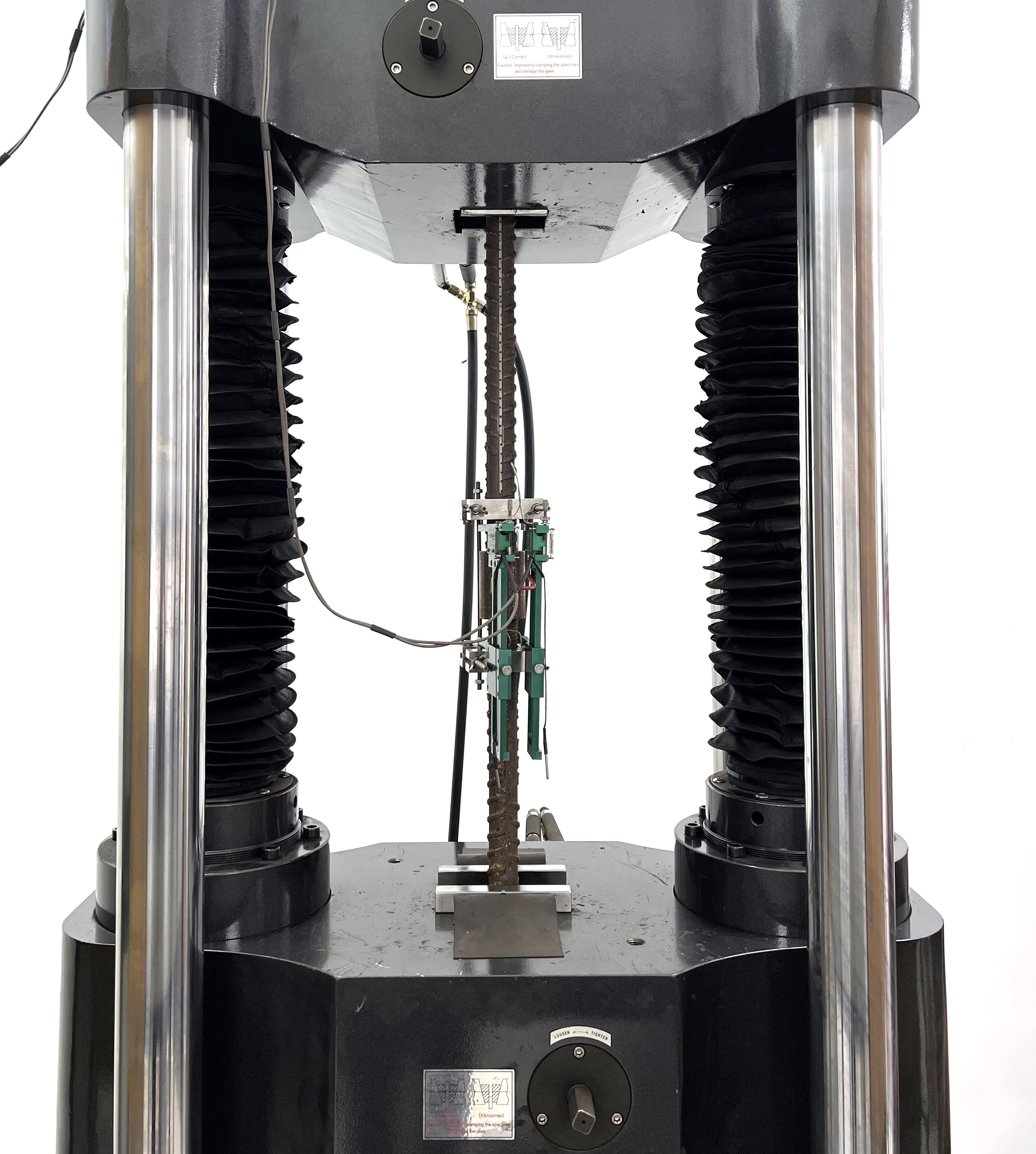 Reinforcement bar under tensile loading in a universal testing machine